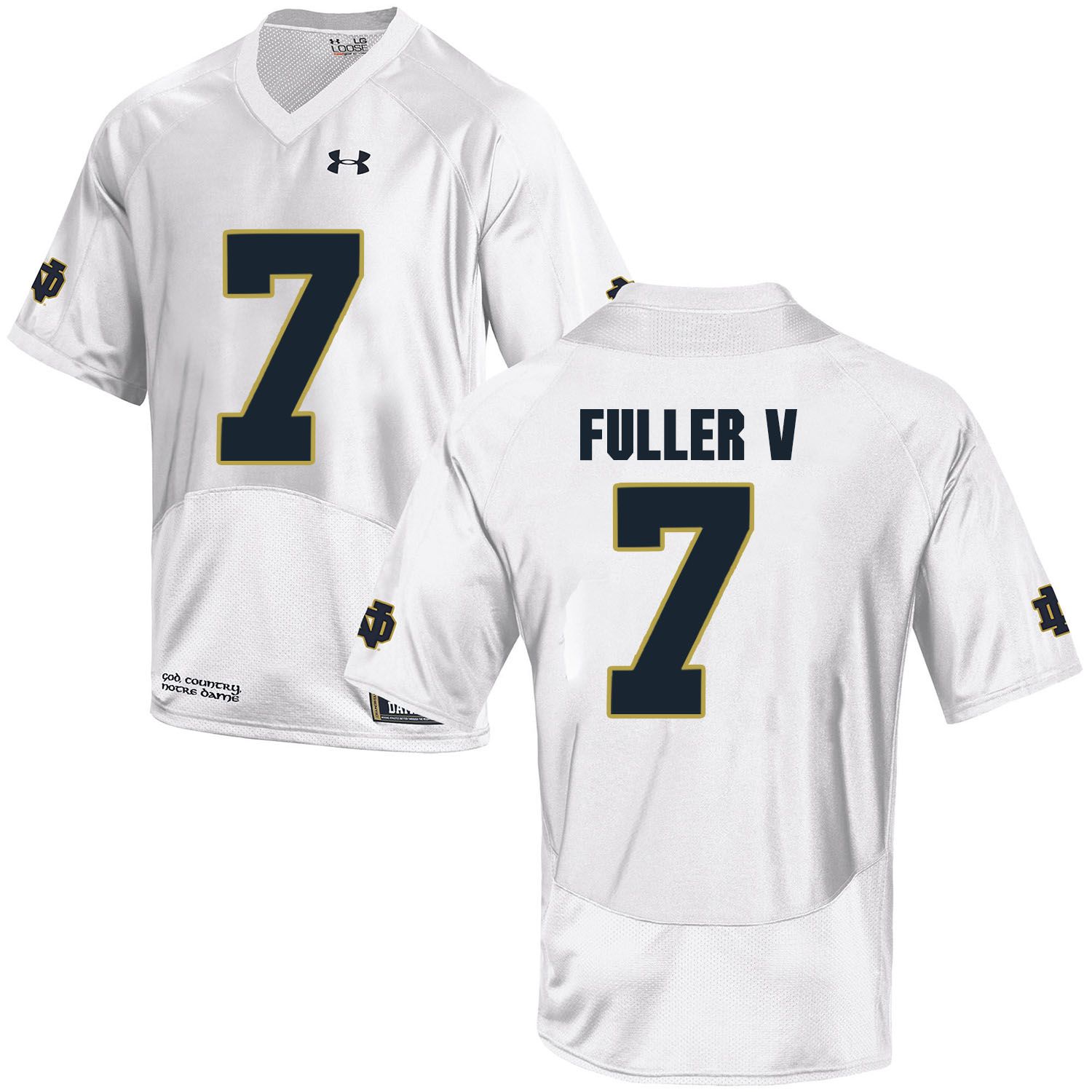 Men Norte Dame Fighting Irish #7 Fuller v White Customized NCAA Jerseys